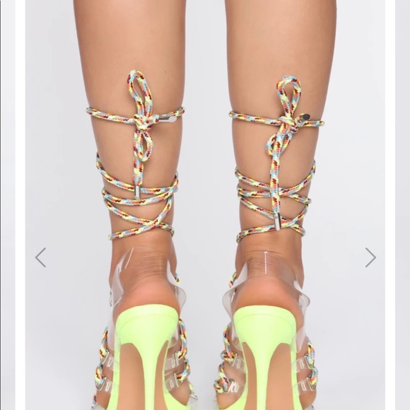 Never worn. Lace up multicolor heels - Picture 5 of 5